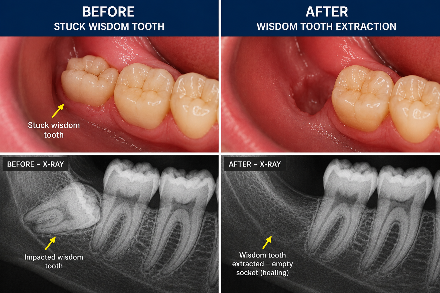 Surgical Wisdom Tooth Extraction Before and After